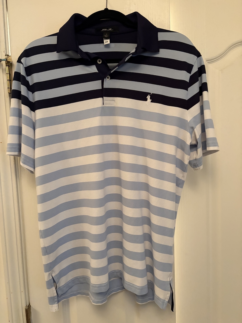 Polo by Ralph Lauren RLX Light Blue & Navy Horizontal Stripe Polo